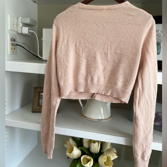Dry Goods by Double Zero Soft Pink crop cardigan. Sz M - Picture 3 of 5